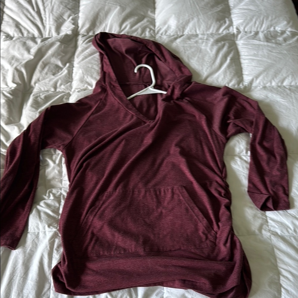 Red V-Neck Sweatshirt Soft Cotton Blend